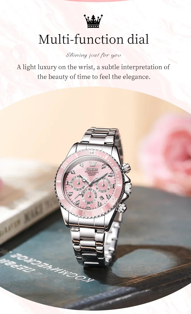 OLEVS 5632 Women's Elegant Luxury Quartz Watch Zircon Scale Waterproof Luminous Hands Date Function And Automatic Date Feature