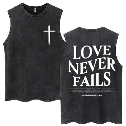 Washed Jesus Is King Christian Harajuku Vintage Tank Tops Men Women Gothic Sleeveless T-shirt Loose Summer Cotton Casual T Shirt