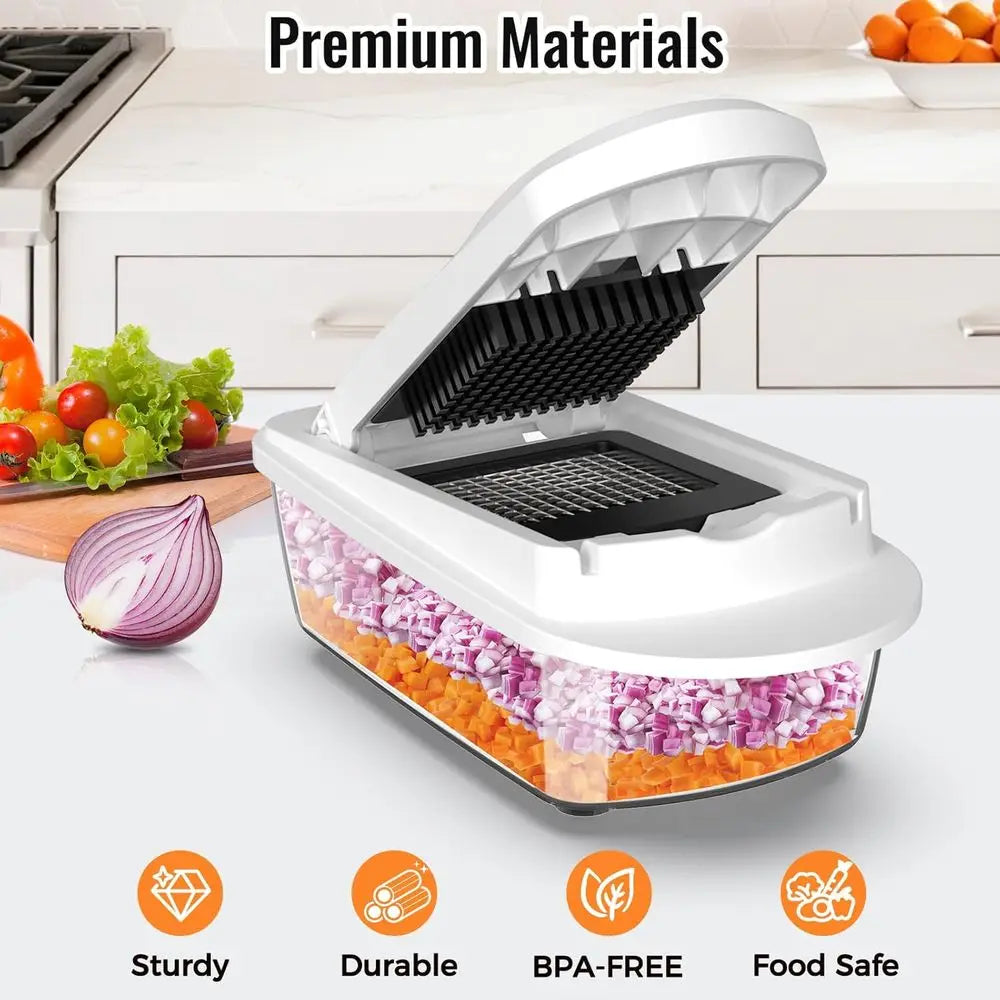 All-in-1 Vegetable Chopper Mandoline Slicer with Container, Food Chopper, Onion Chopper, Veggie Cutter or Salad, Kitchen Gadgets