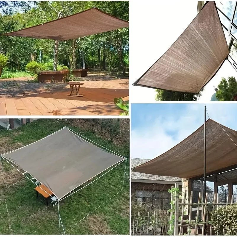 1pc 2*3/3*4m UV Protection Brown PE Shade Cloth - Durable Outdoor Sun Netting with Grommets for Travel, Picnics & Poolside