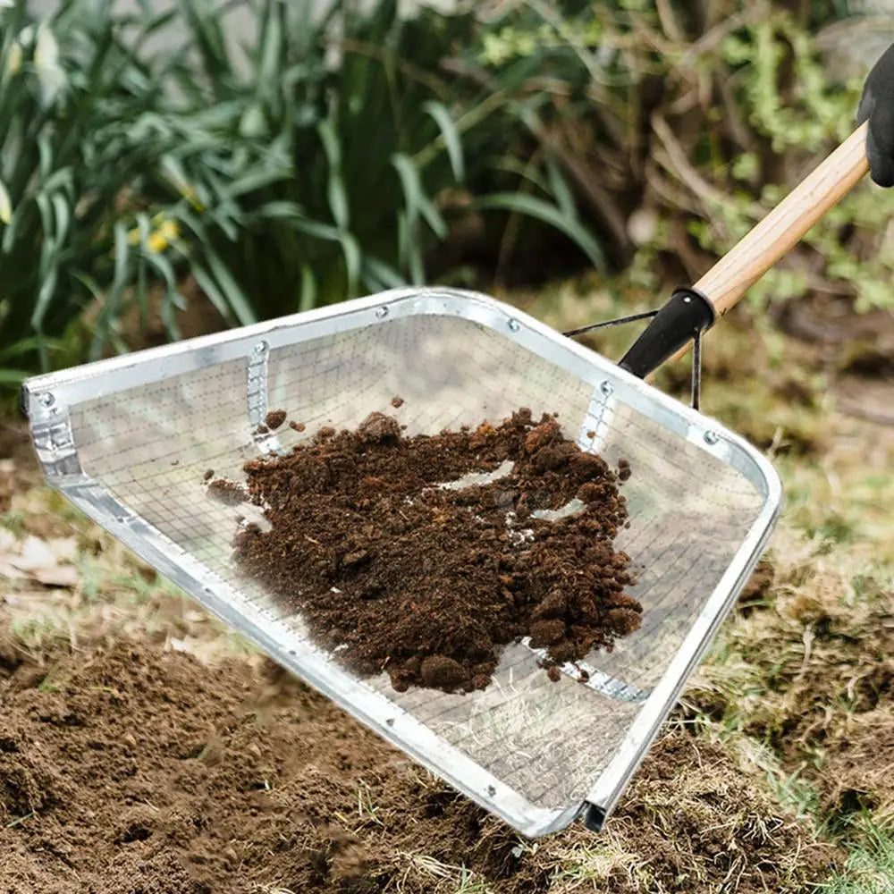 Garden Sifter for Soil Sturdy Stainless Steel Soil Sieve with Easy Grip Handle Ergonomic Portable Farm Shovel Multifunctional