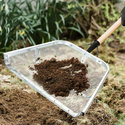 Garden Sifter for Soil Sturdy Stainless Steel Soil Sieve with Easy Grip Handle Ergonomic Portable Farm Shovel Multifunctional