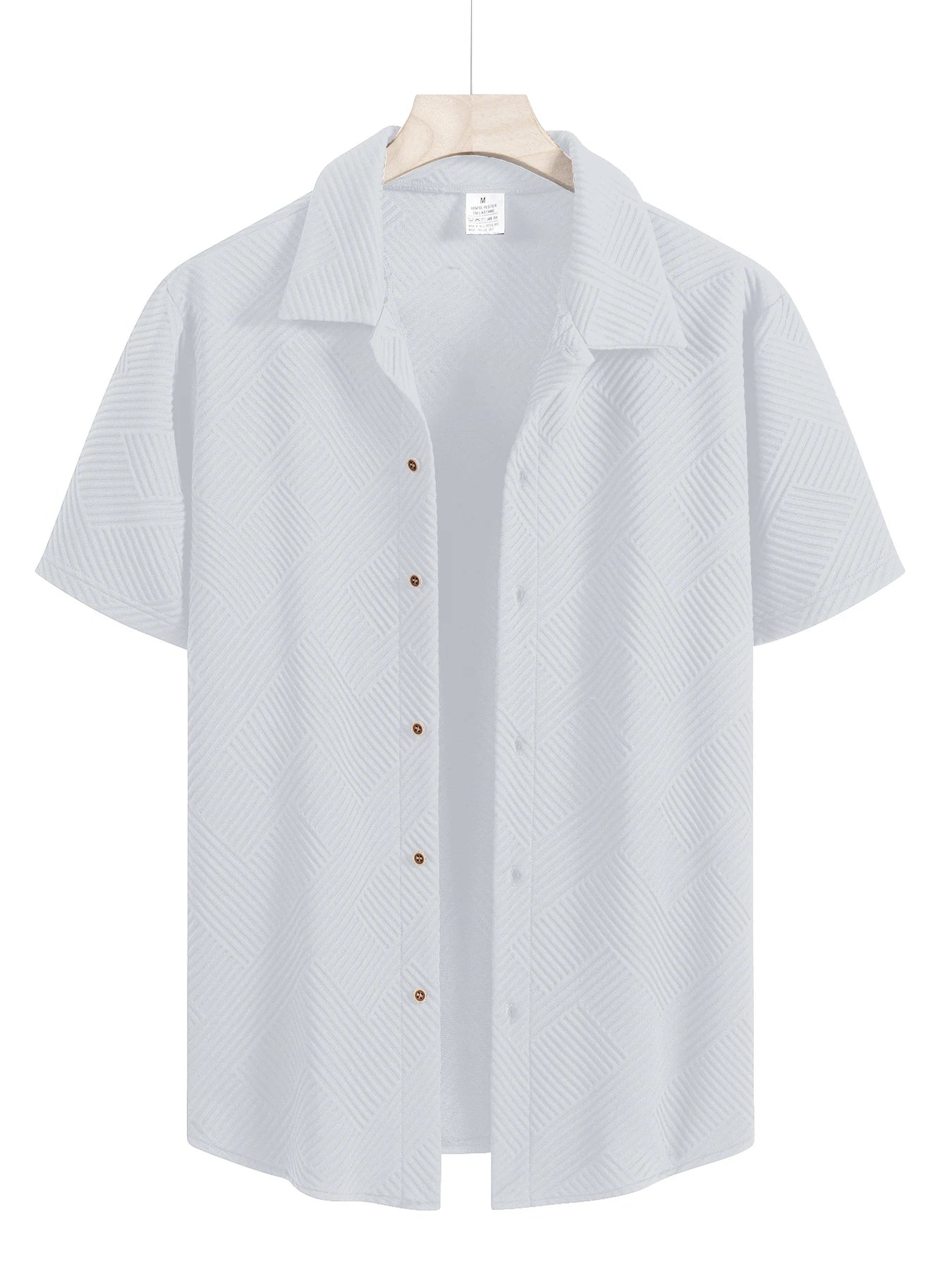 New Mens Short Sleeve T Shirts Trendy Breathable Solid Color Stand Up Collar Shirt Summer Loose Youth Basic Button T-shirt Top