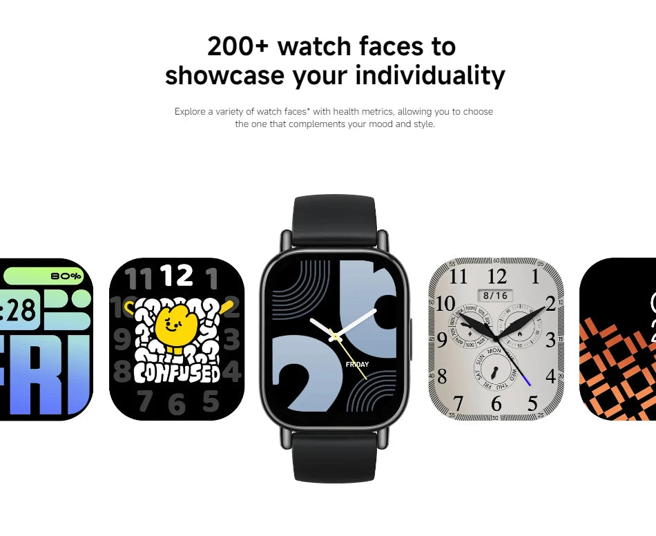 Global Version Redmi Watch 5 Lite 1.96'' AMOLED display 18-Day Battery life Built-in GNSS 5ATM Bluetooth® calling