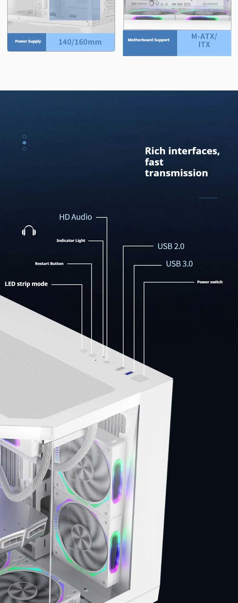 WJCOOLMAN Dreamer mini PC case M-ATX Three Sided Glass sea view room 240 water cooler Desktop computer case gabinetes gamer