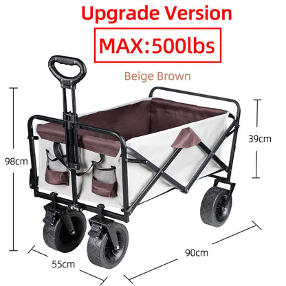 Heavy Duty Outdoor Folding Wagon Cart Large Capacity Collapsible Utility Trolley Portable for Garden Beach Camping