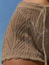 Cutout Drawstring Knit Shorts