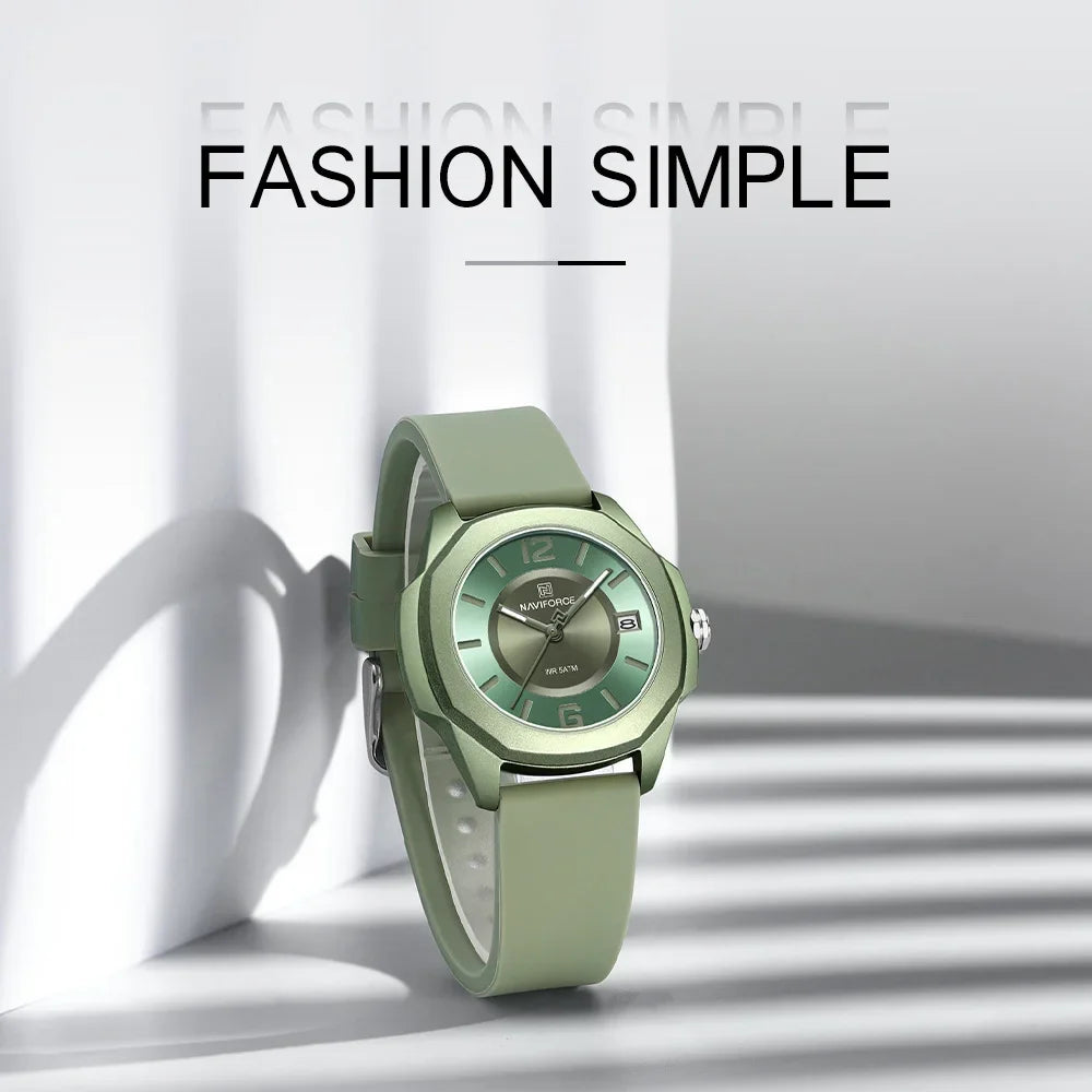 NAVIFORCE NF7107 Watch for Women Silicone Strap Classic Fashion 5ATM Waterproof Ladies Elegant Watch