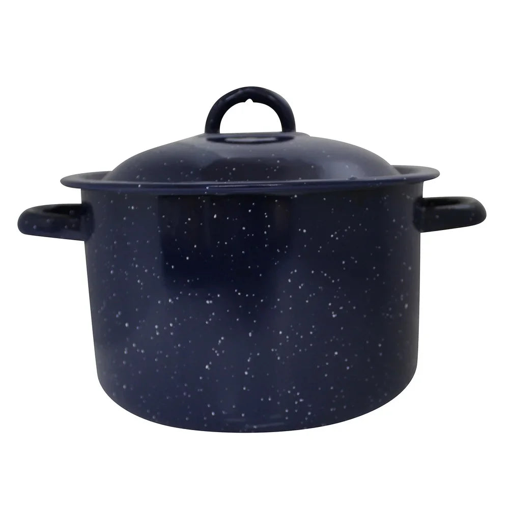 Enamel Stock Pot Soup Stews Cooking Durable Steel Oven Safe Double Handles Efficient Heat Distribution