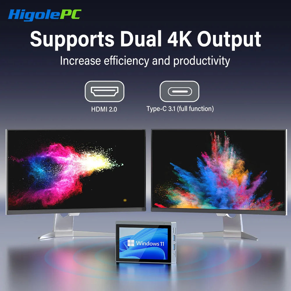 Industrial Higole Gole 2 Pro 5.5" Mini Computer Intel Win11 8/16GB RAM 4K for AI/Automation/Education Portable PC