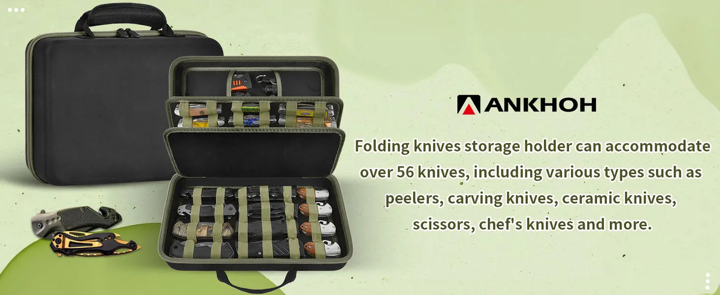 Knife Display Case for 45+ Pocket Knives, for Butterfly Knife Storage Bag, Folding Knives Organizer Holder Box