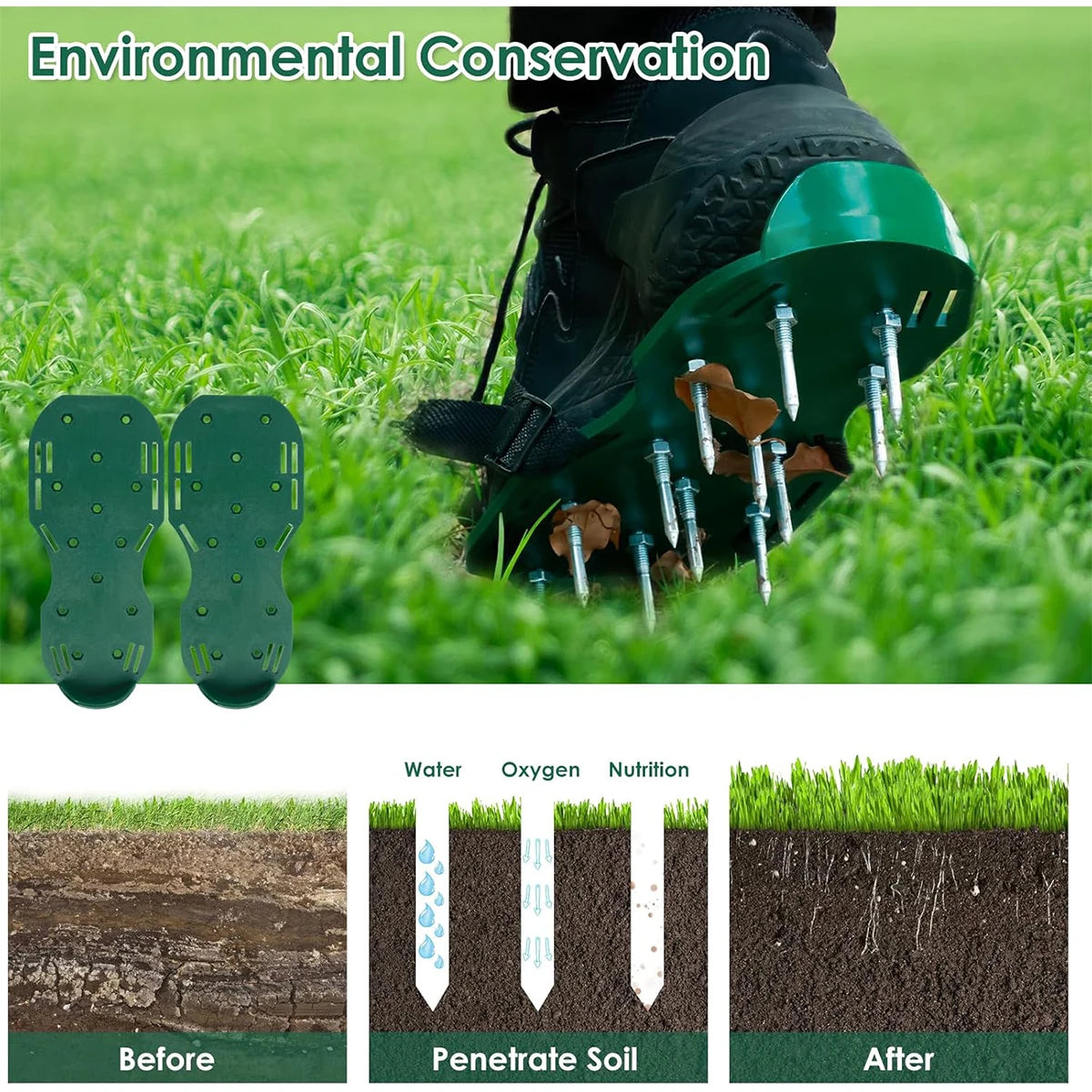 Lawn Aerator Shoes Adjustable Spiked Aerating Sandals Machine Gardening Tools Products Manual Ground Surcador Accessories Tool