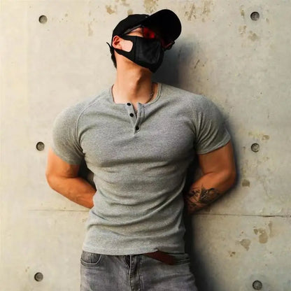 T Shirt Men Casual Short Sleeve Muscle Joggers Bodybuilding Tshirt Male Gym Fitness Tops Tee Streetwear Slim Fit Summer T-shirt