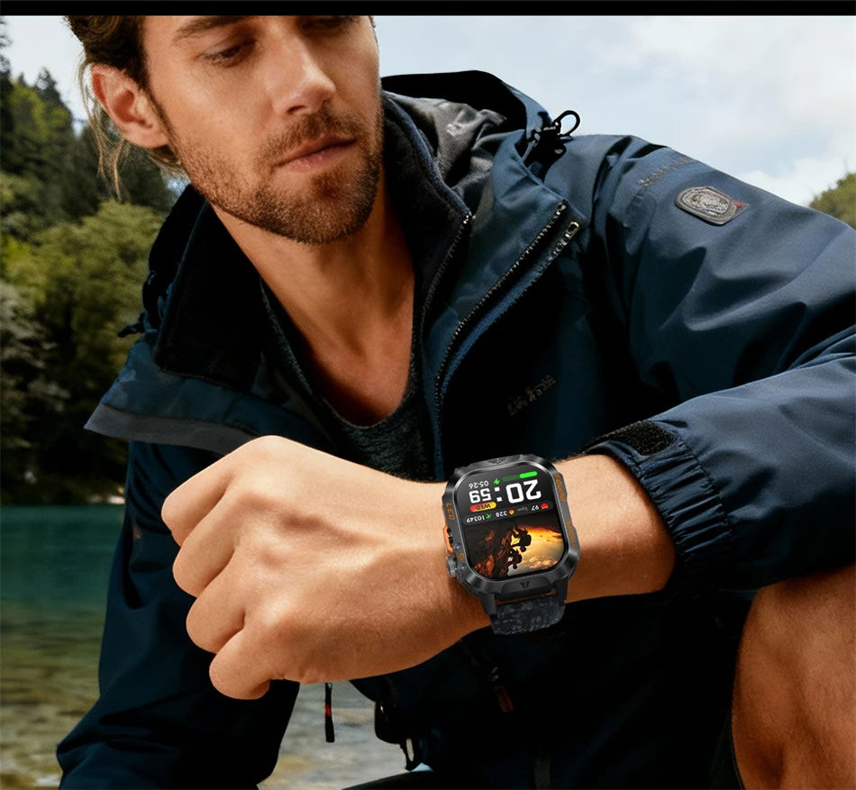 2026 New 1200 mAh Battery Military Smartwatch Men 5ATM Waterproof Fitness Tracker Health Heart Rate Smart Watch For iOS Android