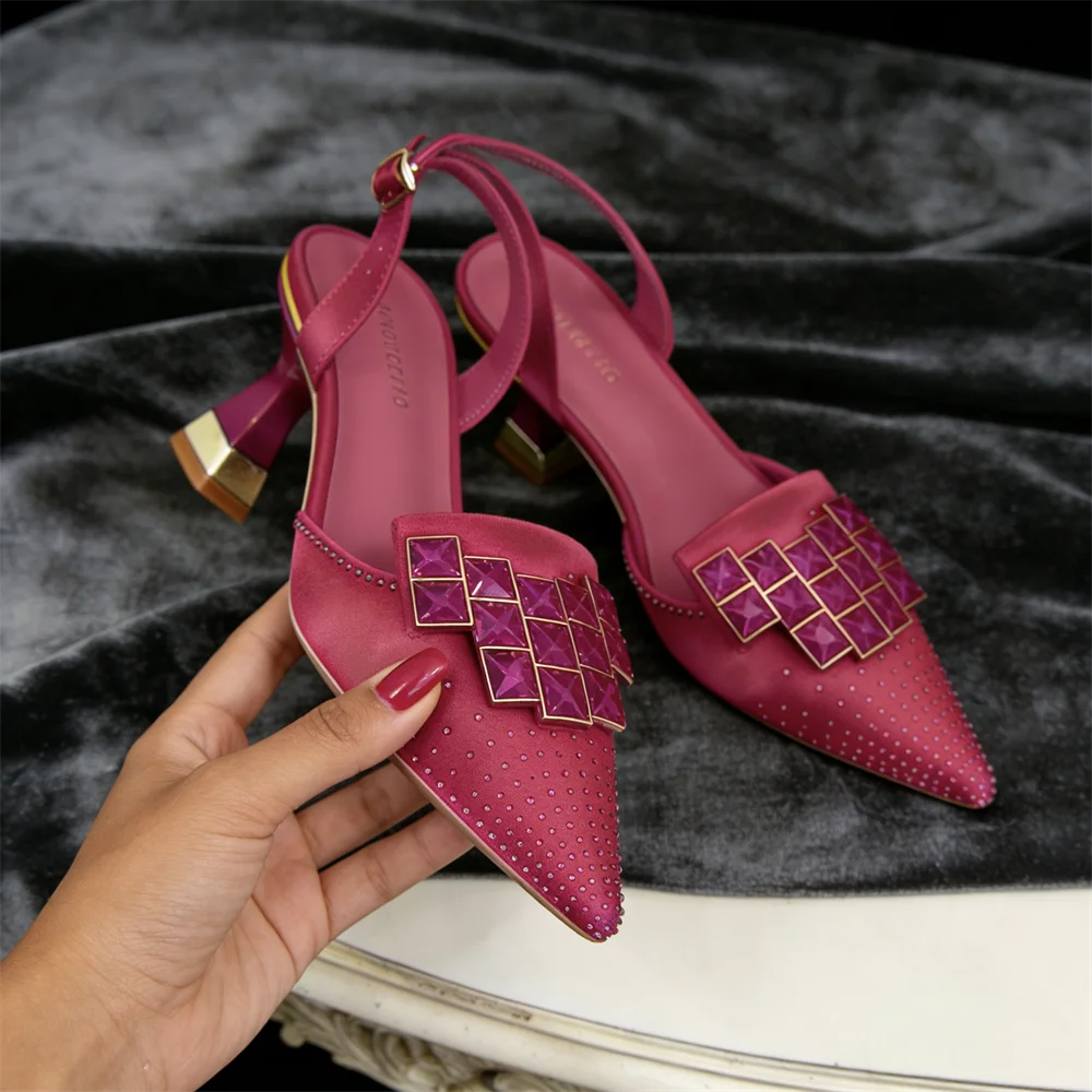 Venus Chan Elegant High Heel Shoes for Women - Sparkling Diamond Accents, Pointed-Toe Design Perfect for Parties and Commuting