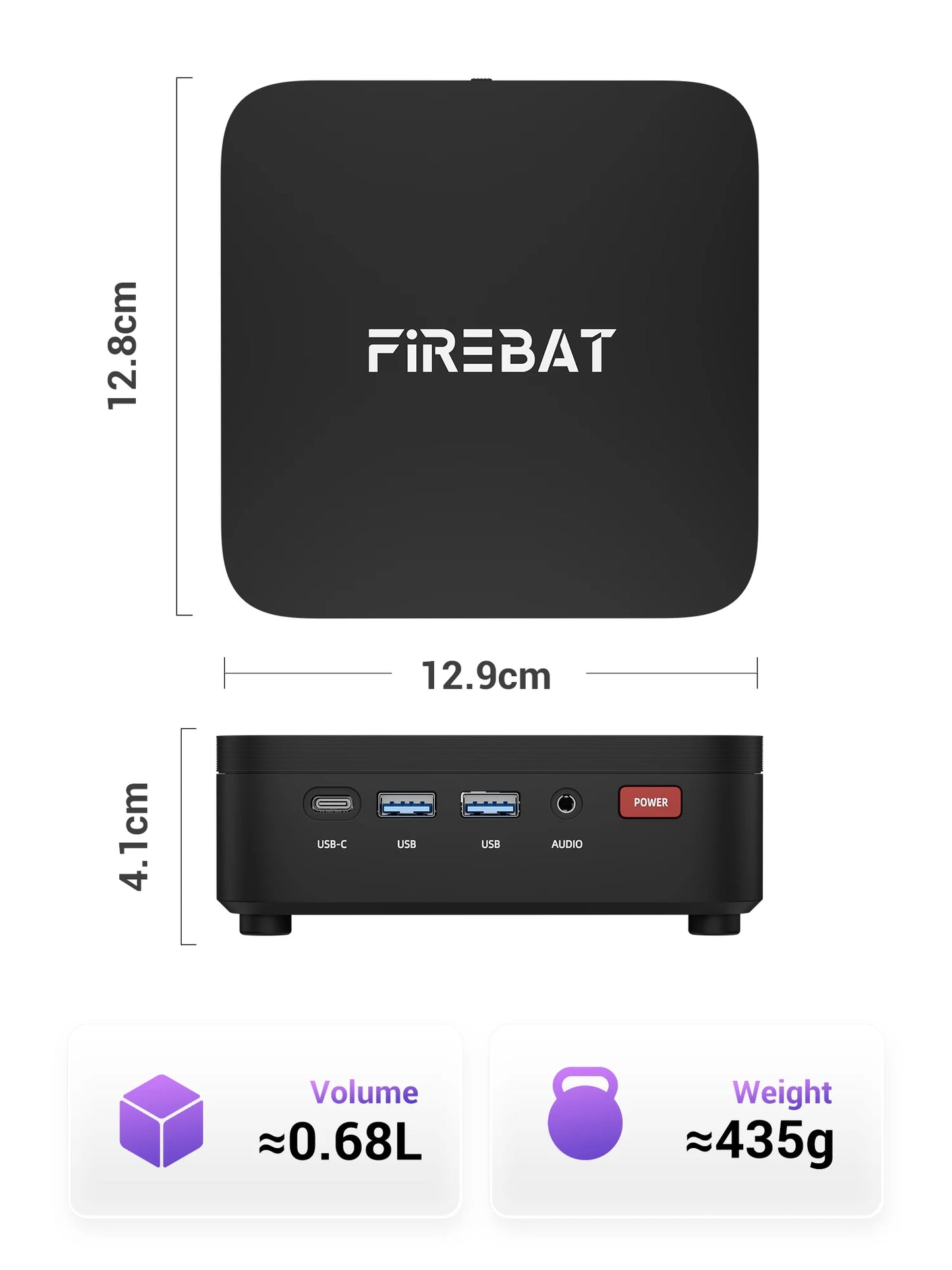 FIREBAT R3 MINI PC AMD Ryzen 5 7430U 6C/12T MAX 4.3GHz 16GB LPDDR4 RAM 512GB SSD WIFI6 BT5.2 Windows 11 Desktop Computer