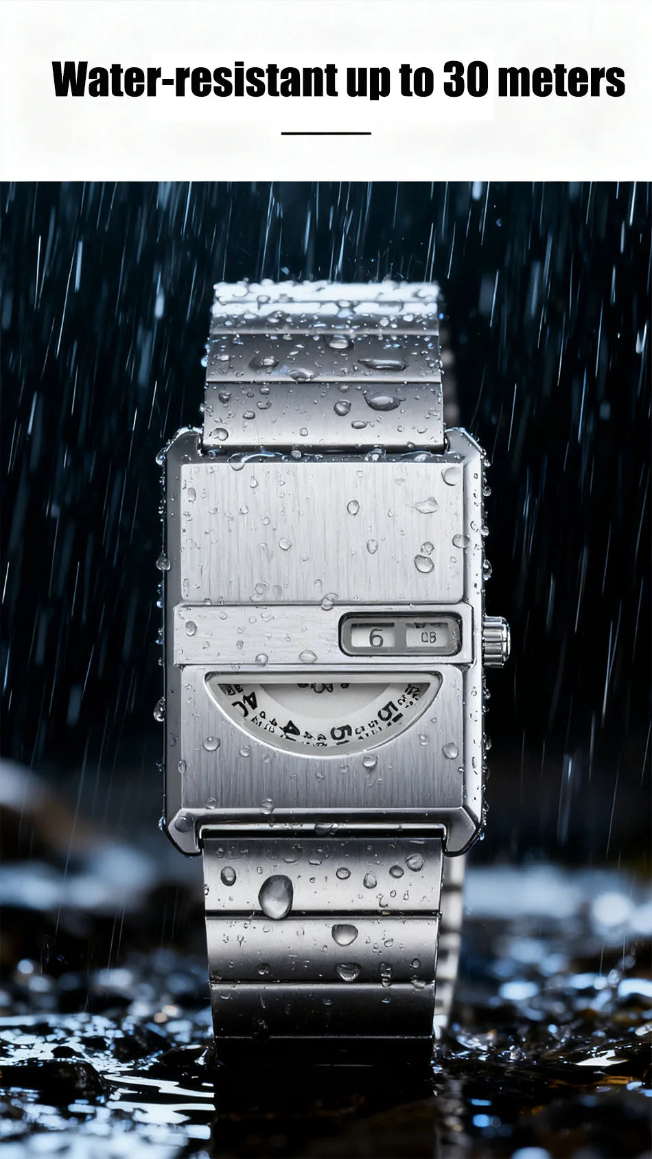 Square Sports Watch for Men Silver Stainless Steel Strap Luxury Brand New in Men's Watches High Quality Gifts Quartz Watch