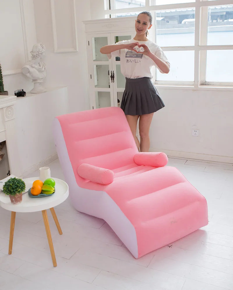 1Pc Inflatable Lazy Sofa Home Leisure Fashion Comfortable  Inflatable Air Sleeping Bed Indoor Collapsible Bed Leisure Sofa