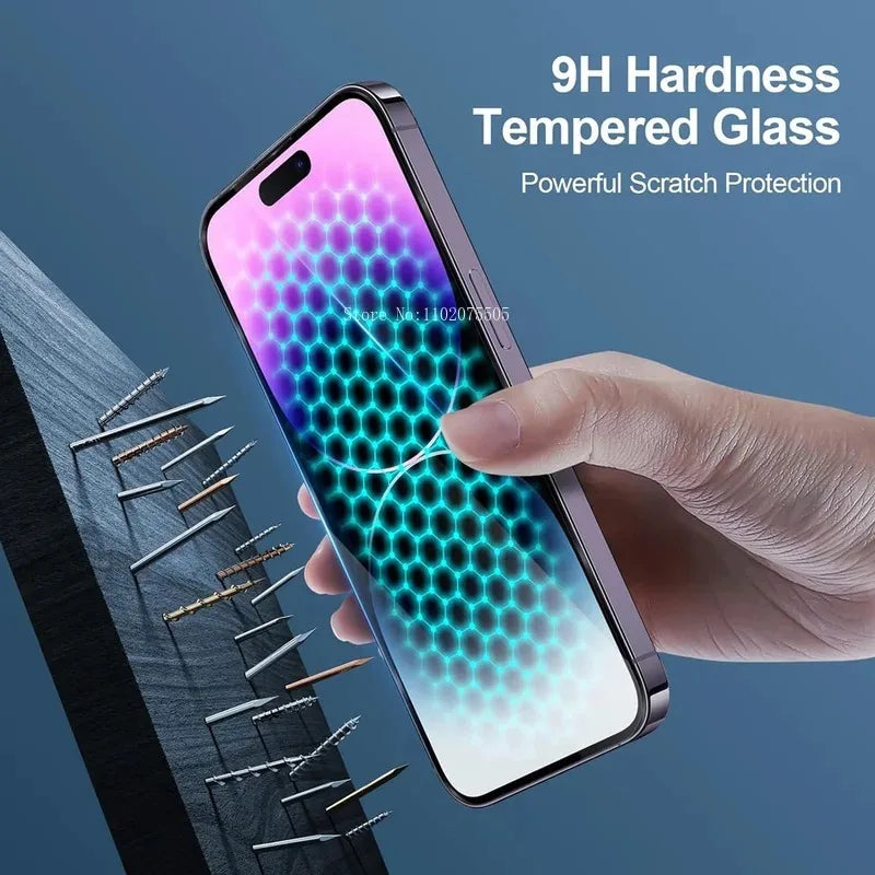 3+1 3PCS 9D Screen Protection Tempered Glass for IPhone 14 15Pro 11/12/13/14/15/16 Pro Max 13 Mini 16 Plus+1PCS Camera Lens Film