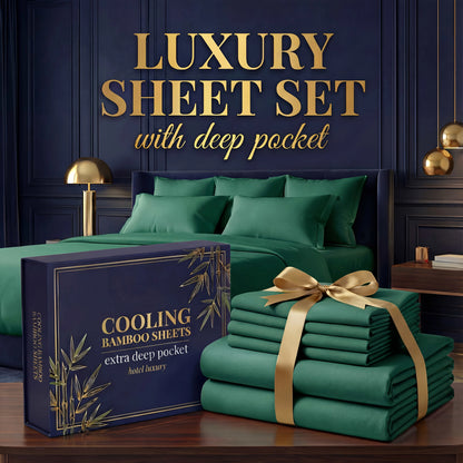 3pcs/ 4pcs Bamboo Cooling Bed Sheet Set -14"Deep Pocket, Shrink-Resistant, Fade-Resistant, Skin-Friendly Bedding Set With 1or2 Pillowcases, 1 Flat Sheet, 1 FittedSheet, Cozy Comfort