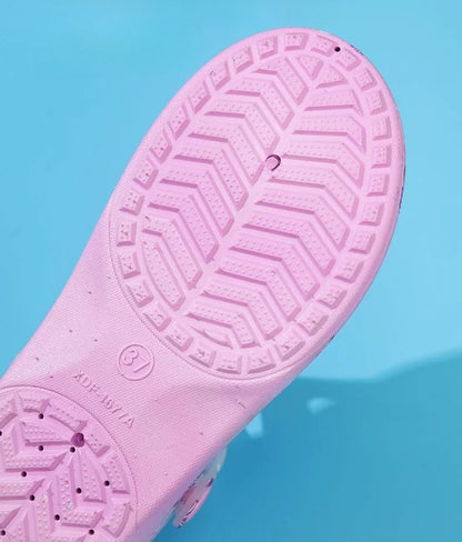 2025 Summer Printed Hole Shoes Women Sandals Ladies Jelly Shoes Cool Slippers Women Outer Wear Ladies Covered Toe Sandals 36-41