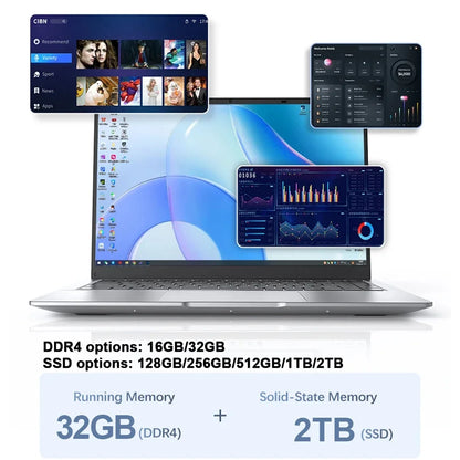 14.1 Inch Business Ultra Portable Laptop 2026 Win11 DDR4 16GB/32GB RAM 2TB SSD Slim Office Notebook PC I9-9900 Intel 6500Y