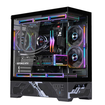WJCOOLMAN Millennium ATX PC case screen/digital display supports 360 water cooled sea view room Customize screen computer case