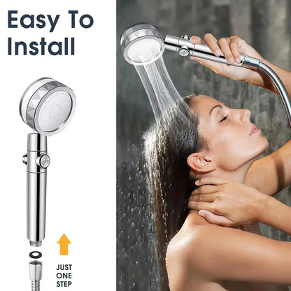 High Pressure Shower Head Rainfall Water Saving 360 Rotating Twin Turbo Propeller Fan Showerhead Bathroom Accessories