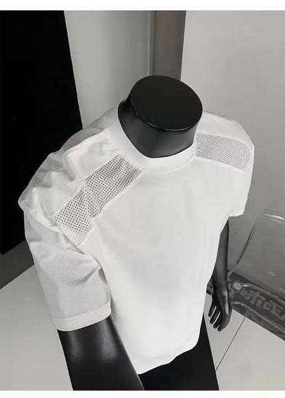 American style cleanfit shoulder cut deconstruction short sleeved T-shirt men and women's trendy boxy cool ins fashionable and h
