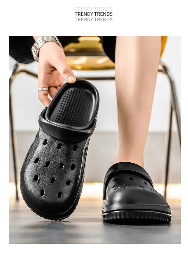 YUYIN Mens Summer Beach Sandals Casual Garden Clogs Outdoor Wide Toe Cross Sandals for Ladies Non Slip House Shower Slippers