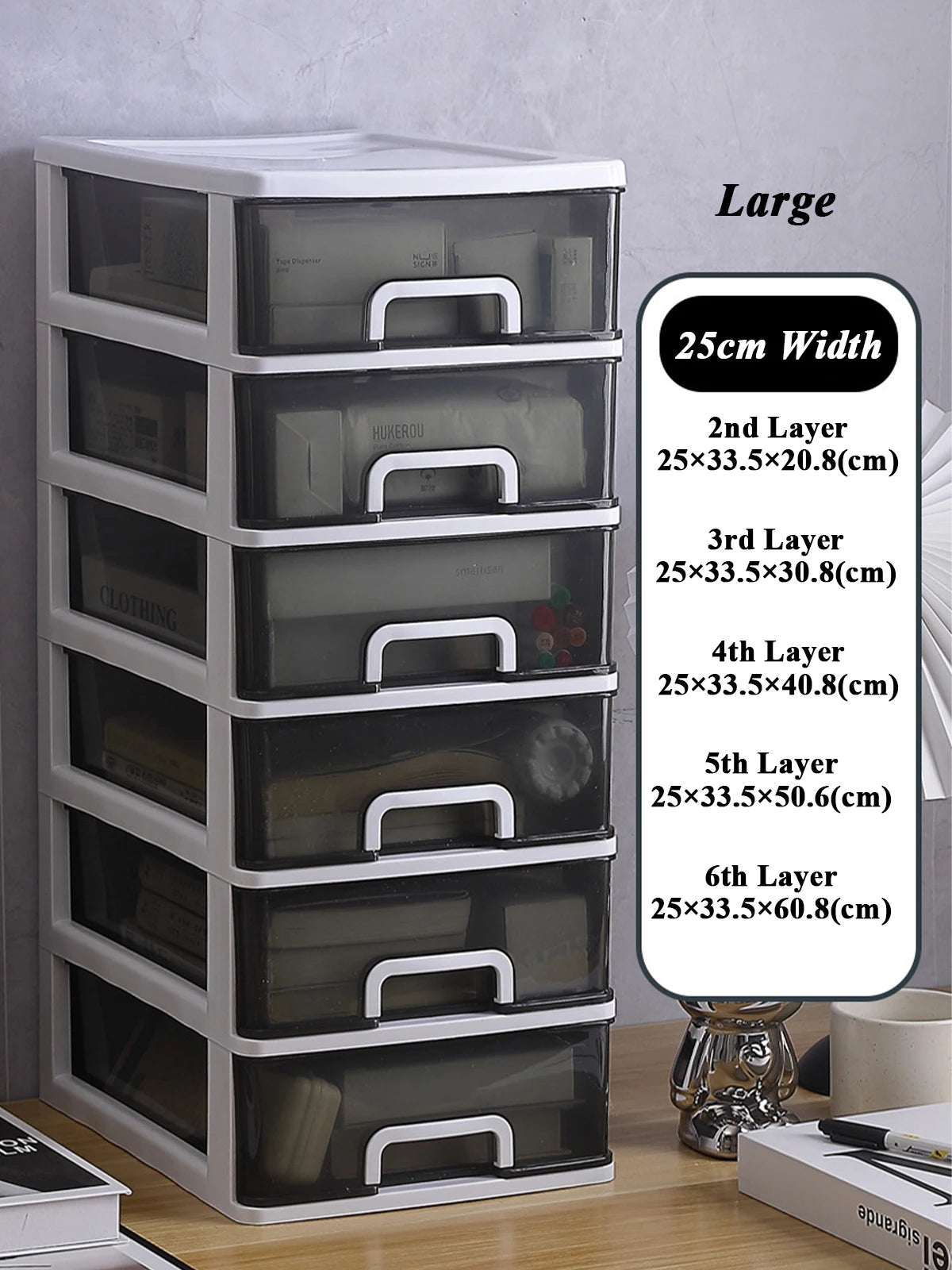 Clear Desktop Storage Box with Drawer Heightened Table Organizer Plastic Office storage cabinet  for Stationery cosmetics