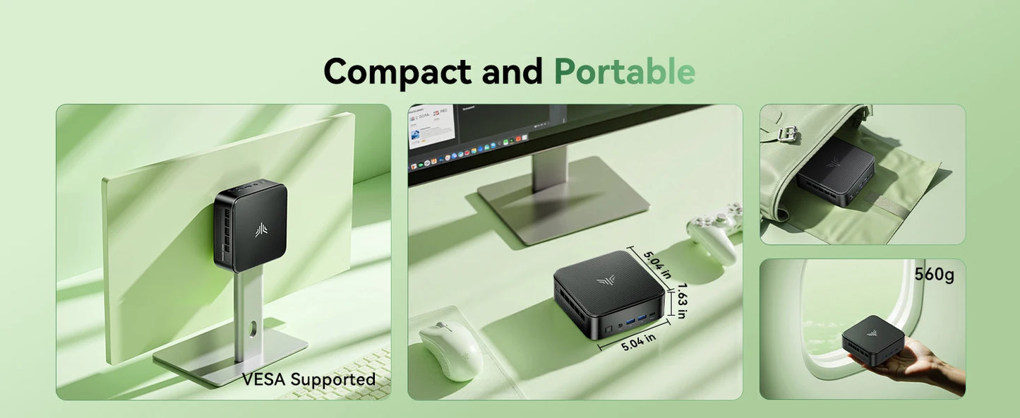 Mini PC with AMD Ryzen7 7735HS/7730U 32GB 512GB SSD AMD Mini PC computer Gaming PC  Support 4K HDMI DP Type-C WiF