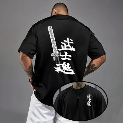 Japan Bushido Print T-shirt for Man 2026 Spring Summer Daily Casual Fashion Short Sleeve Top Male Home Outdoor Comfort Cool Tees