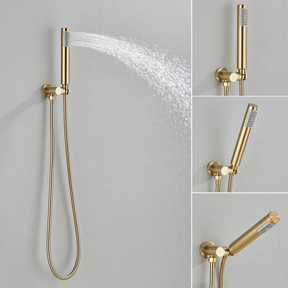 Brushed Gold Handheld Shower Bathroom Shower Faucet Hot & Cold Water Tap Brass Shower Holder 1.5M Hose Brass Shower Valve