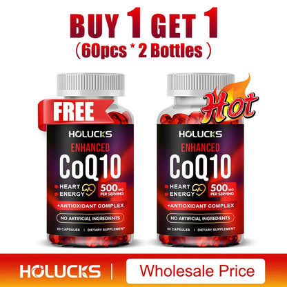 CoQ10 Supplement, for Cardiovascular & Heart Health, Anti-Aging, Energy Boost, Promote Vitality, Super Absorption, Non-GMO