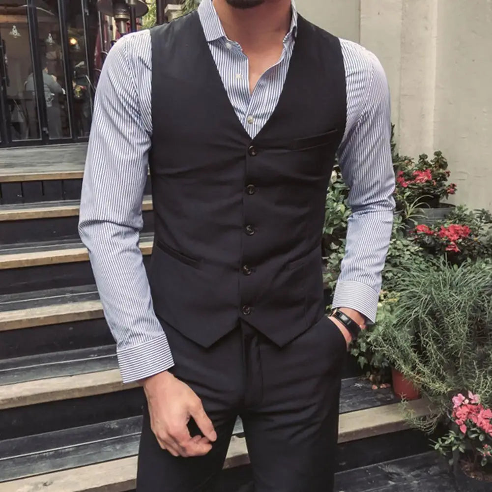 Men Three piece Suit Formal Business Suit Pants Set Solid Color Slim Fit Turn down Collar Anti wrinkle Groom Wedding Suit