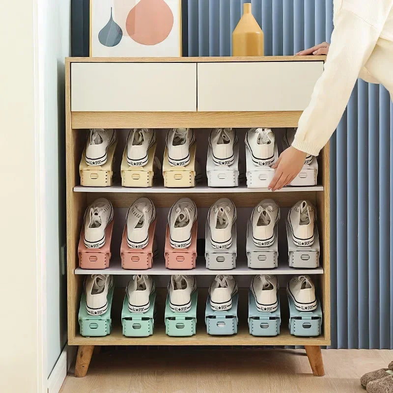 New 10Pcs Shoe Stacker Adjustable Shoe Slots Organizer Shoes Slots Space Saver Double Deck Rack Holder For Closet Organization