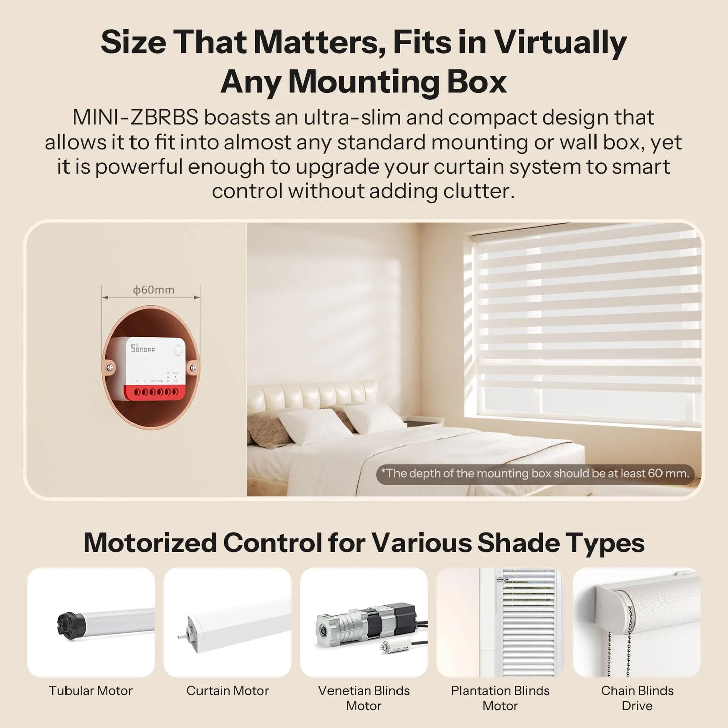 SONOFF MINI-ZBRBS Zigbee Smart Roller Shutter Switch Zigbee Local Scene Signal Booster Transform Curtains eWeLink Via ZigBee Hub