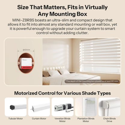 SONOFF MINI-ZBRBS Zigbee Smart Roller Shutter Switch Zigbee Local Scene Signal Booster Transform Curtains eWeLink Via ZigBee Hub