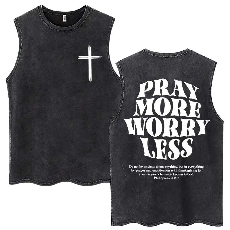 Washed Jesus Is King Christian Harajuku Vintage Tank Tops Men Women Gothic Sleeveless T-shirt Loose Summer Cotton Casual T Shirt