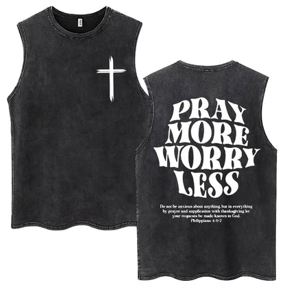 Washed Jesus Is King Christian Harajuku Vintage Tank Tops Men Women Gothic Sleeveless T-shirt Loose Summer Cotton Casual T Shirt