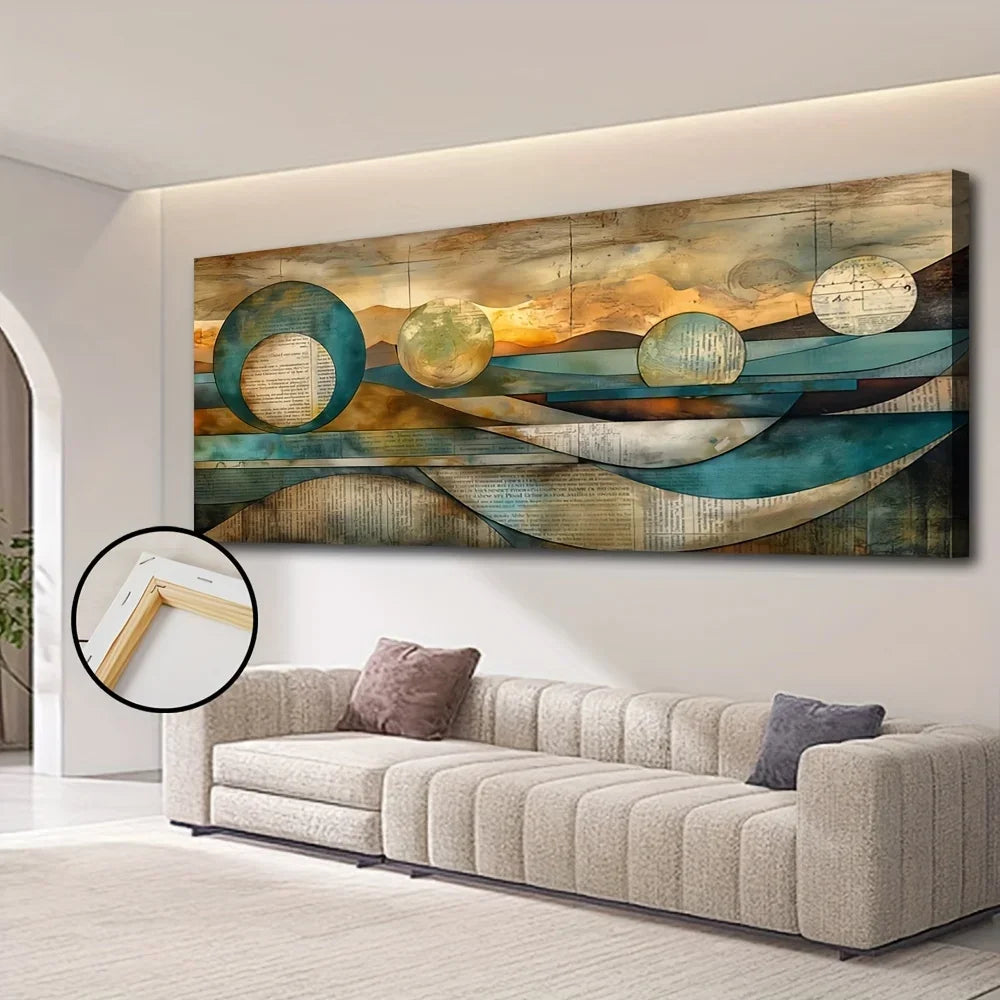 Art Deco Modern Contemporary Frame Canvas wall art, pine frame, wax canvas painted wood frame - thickness 1.5 inches
