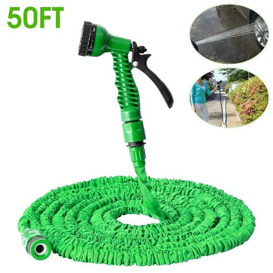 50FT Expandable Magic Hose Lightweight Design Durable Materials 7 Water Spraying Functions Gun Home Garden Watering Tools