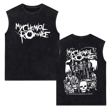 My Chemical Romance Vintage Washed Tank Tops Three Cheers for Sweet Revenge Sleeveless Vest Men Retro Punk Emo Rock Band T-shirt