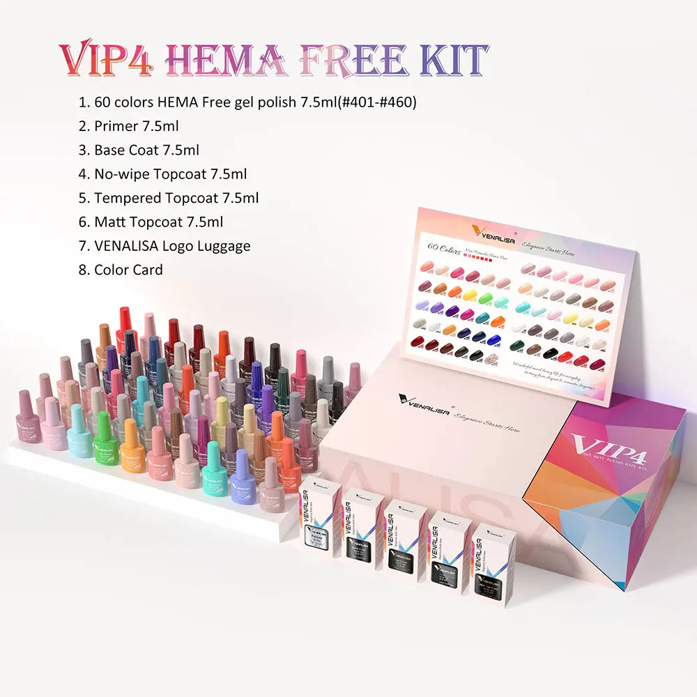 1Set VENALISA TPO FREE Whole Set Nail Gel Polish with Color Display For New Learner Nail Maincure Gel Varnish Branded Suitcase