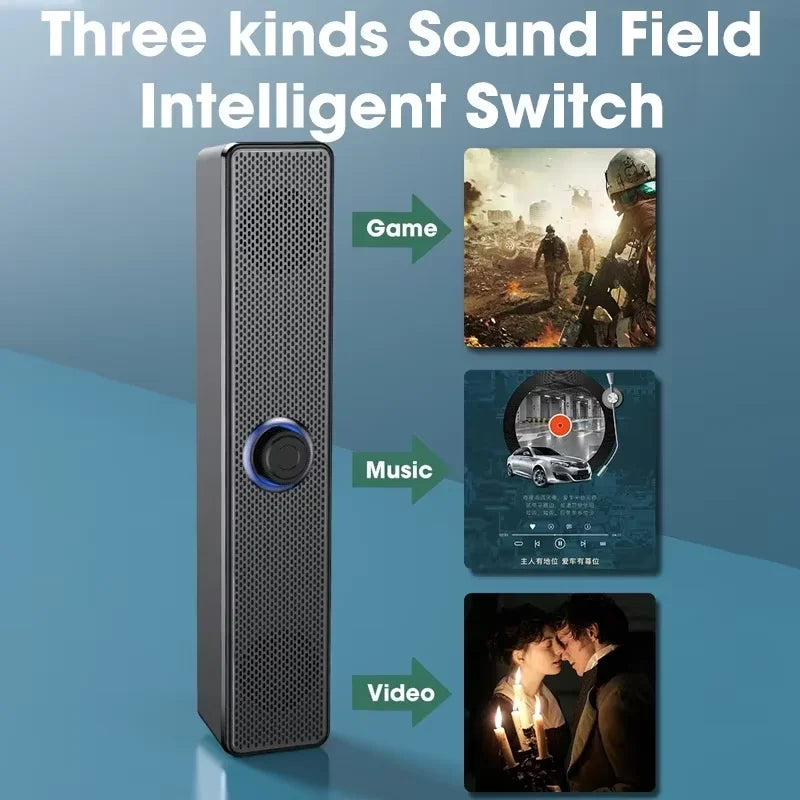 Wireless Soundbar for TV, Desk Audio Player & Home Theater Speaker for Movies, Music, Sports, Apartment & Living Room Use