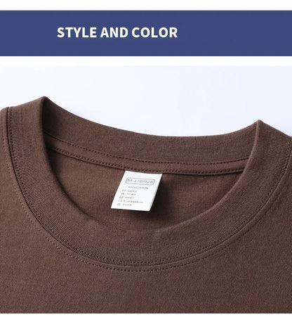 High quality 100% cotton short sleeve men's T-shirt summer round neck loose casual solid color plus size breathable top women