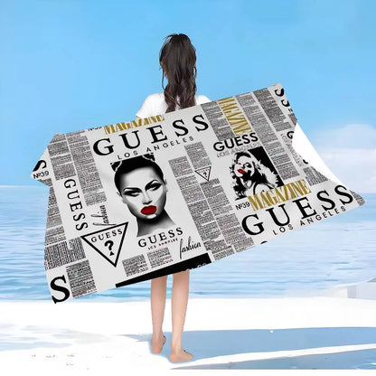 Fashion G-Guess-s Bath Towel Microfiber Soft Water Absorbing Breathable For Girl Kids Decorative Cartoon Beach Towel