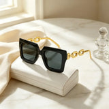 Thick-Frame Chain-Detail Sunglasses Set — view 2