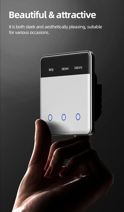 Zemismart DIY Name Switch EU Type Zigbee Smart Display Screen Touch Light Switch Works with Tuya Alexa Google Home Voice Control